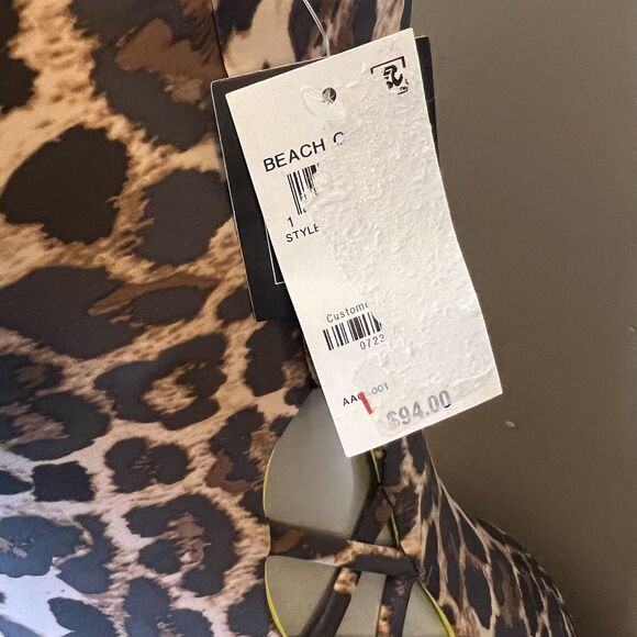 Bar III One Piece Swimsuit Sz Small Brown Leopard Print Lace Up Sides Womens NEW - Picture 9 of 9